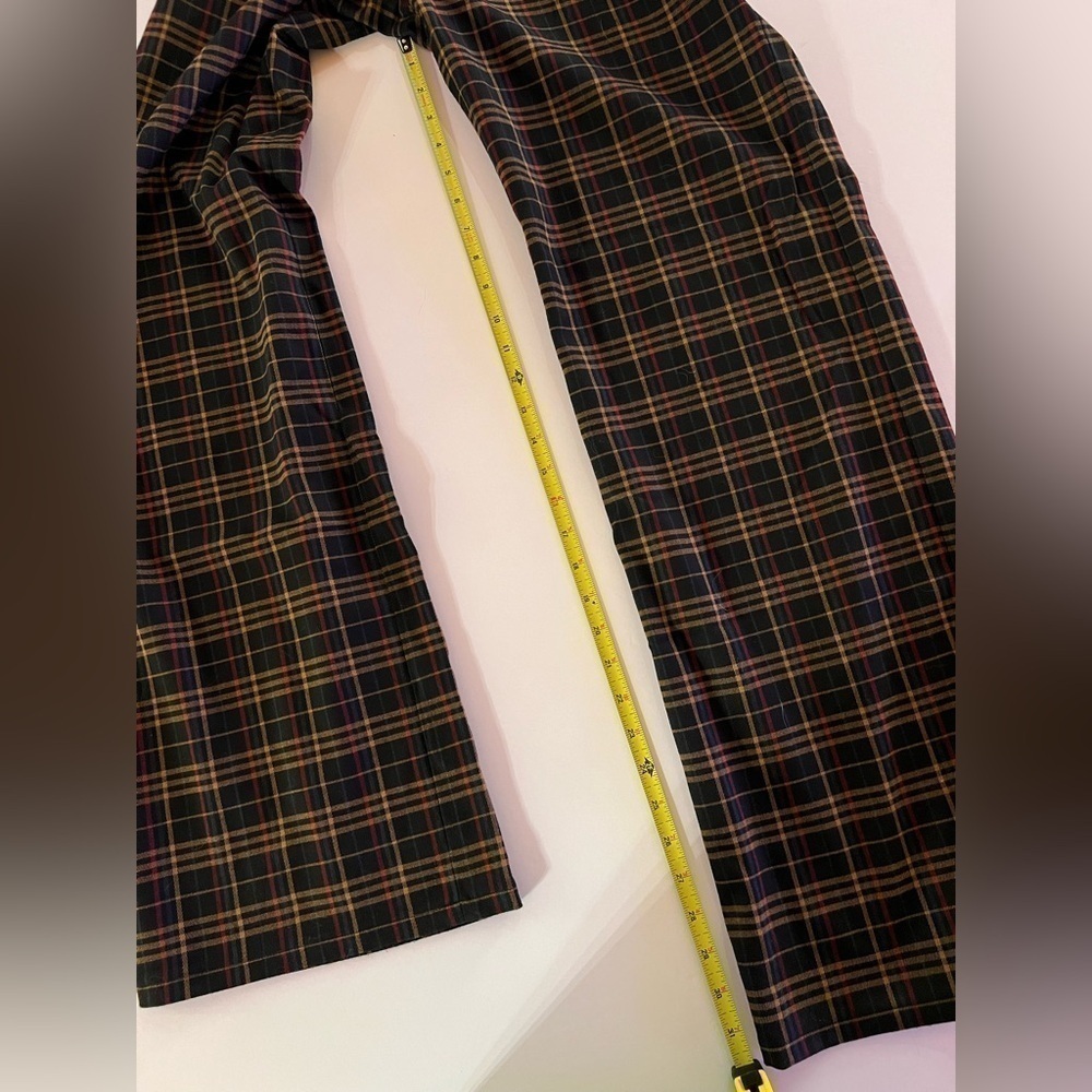 Vintage Y2K Max Studio black brown green plaid flared pants sz 12 academia - Picture 9 of 13